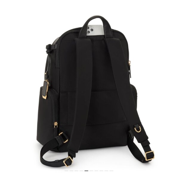 New TUMI Voyageur Celina Laptop Backpack 15 Inch Computer Black/Gold - Picture 4 of 12